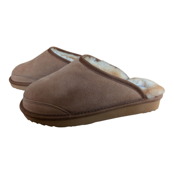 Vermont Country Store Men's 9 Women's 11 Sheepskin Scuffs Brown Shearling - Picture 1 of 7